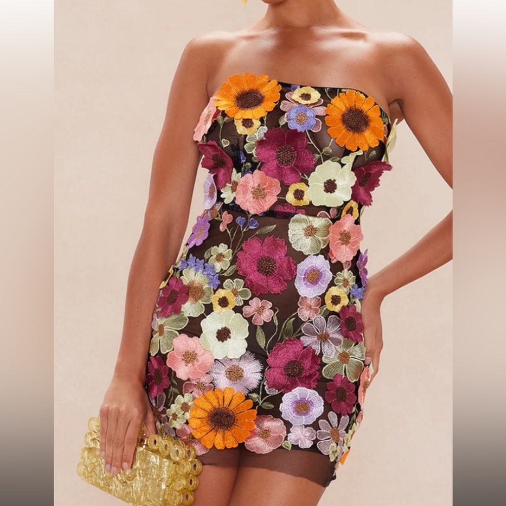 Floral Strapless Dress